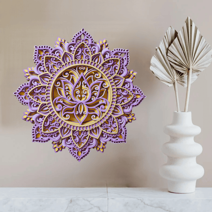 Olivenorma Blue Lotus Mandala 3D Painting Wall Decor - Purple&36cm*36cm - image 12
