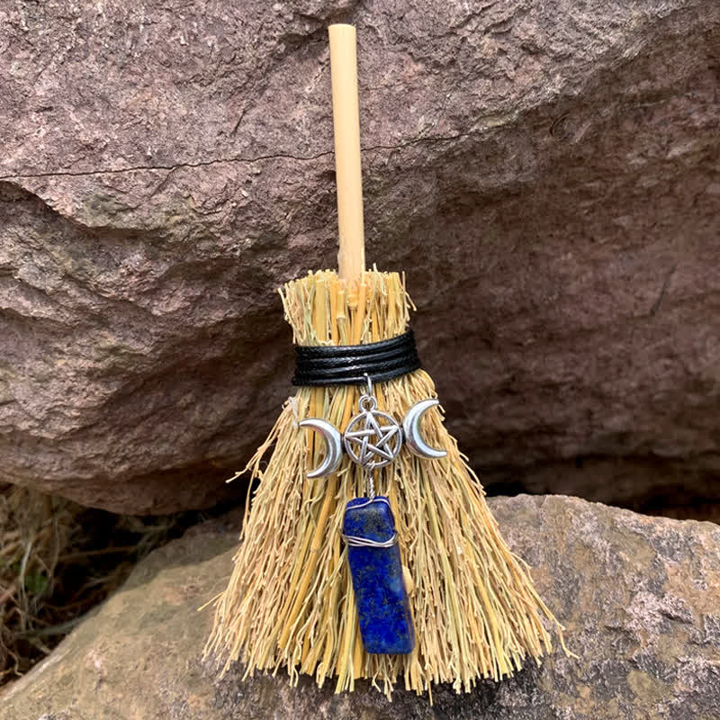 Olivenorma Mini Magic Broom Moon Star Crystal Ornamet - Lapis Lazuli - image 9