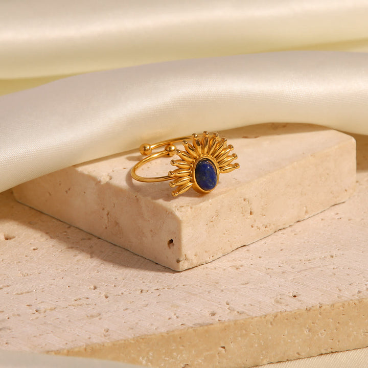Olivenorma Lapis Lazuli 18k Gold Plated Stainless Steel Ring - image 3
