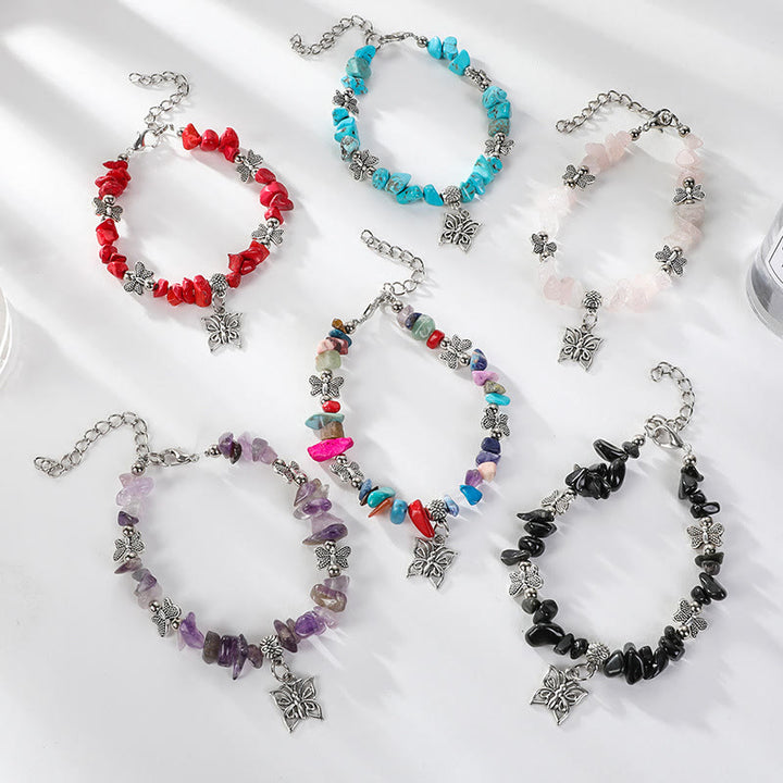 Olivenorma Colorful Crystal Rubble Butterfly Charm Bracelet - image 14