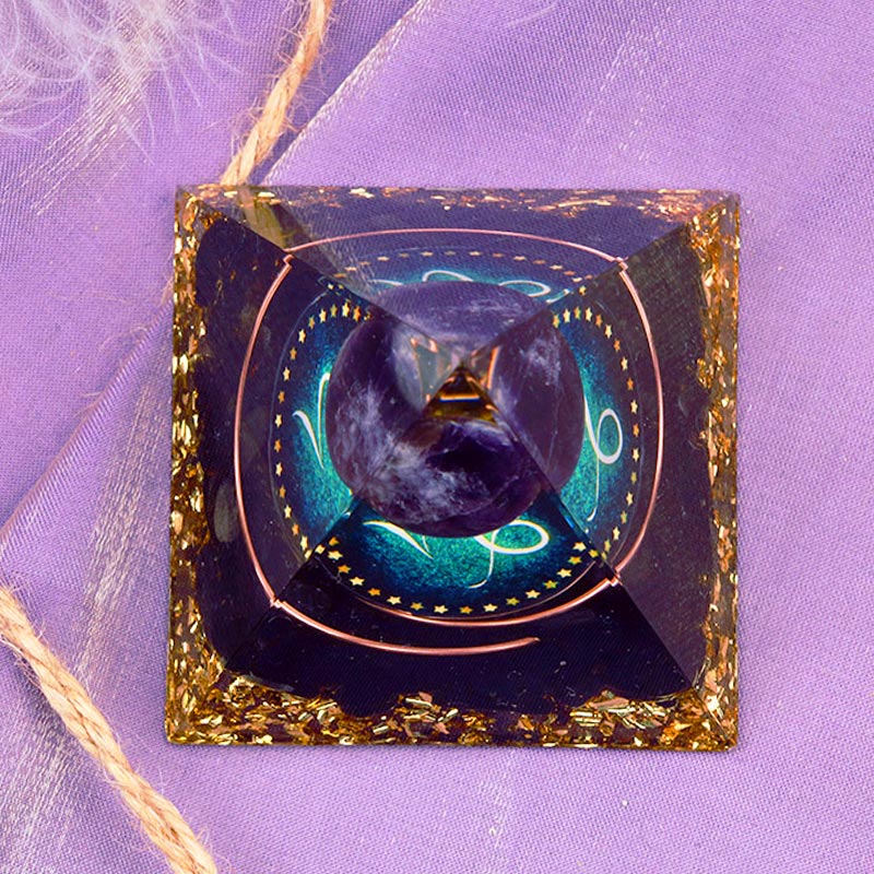 Olivenorma Amethyst Sphere With Obsidian Zodiac Capricorn Orgone Pyramid - image 4