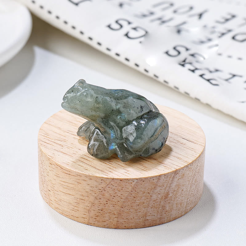 Olivenorma Natural Gemstone Carved Frog Statue Gemstone Decoration - Labradorite - image 25