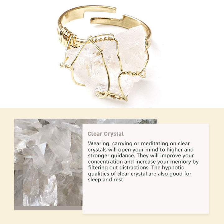 Natural Crystal Irregular Ring - Clear Crystal（White Crystal) - image 16