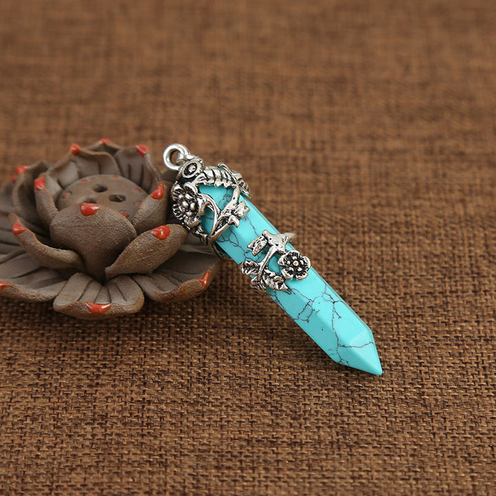 Olivenorma Natural Stone Rose Spiritual Healing Necklace - Turquoise - image 18