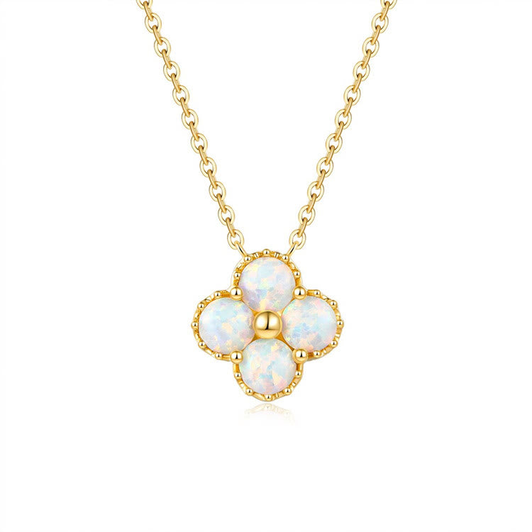 Olivenorma Four Leaf Clover Opal S925 Sterling Silver Necklace - Gold - image 0