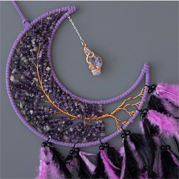 Olivenorma Natural Gravel Woven Tree of Life Moon Dream Catcher - image 15