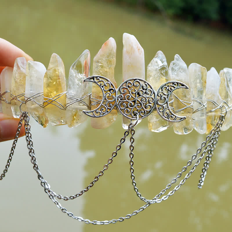 Olivenorma Cresent Moon Goddess Natural Crystal Crown - Citrine#1 - image 40