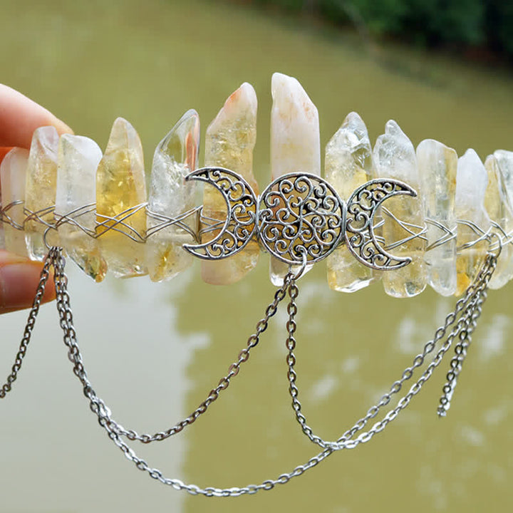 Olivenorma Cresent Moon Goddess Natural Crystal Crown - Citrine#1 - image 40