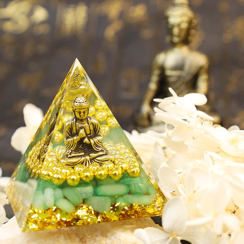 Olivenorma Green Aventurine With Buddha Orgone Pyramid - image 2