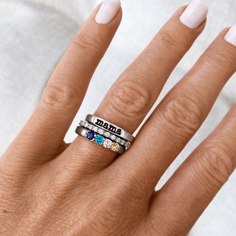 Olivenorma Custom Gift Birthstone With Zircon 3 - Piece Ring Set - image 6