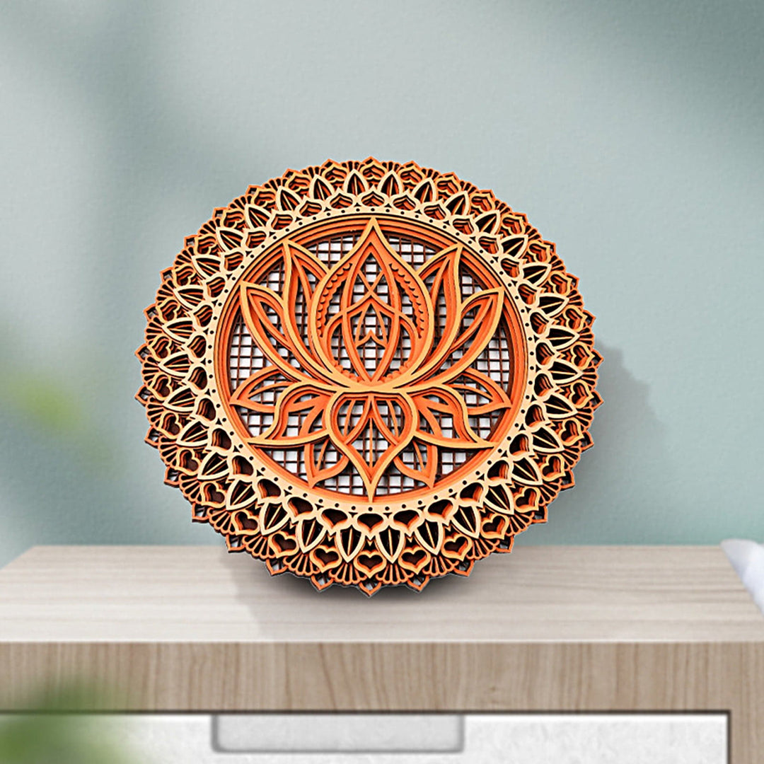 Olivenorma Lotus Mandala Wooden 3D Engraving Wall Decor - image 5