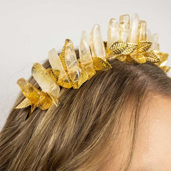 Olivenorma Citrine Gold Bridal Headband Crystal Crown - image 6