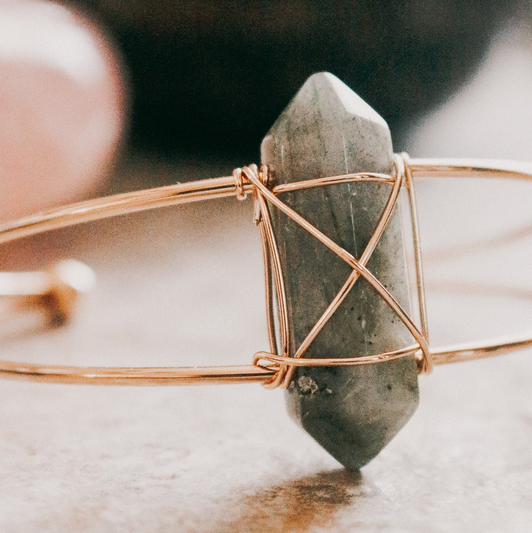Olivenorma Natural Crystal Hexagon Post Wire Bracelet - image 2