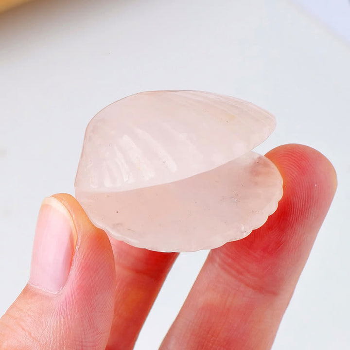 Olivenorma Natural Crystal Agate Carved Shells Gemstone Decoration - Rose Quartz - image 9