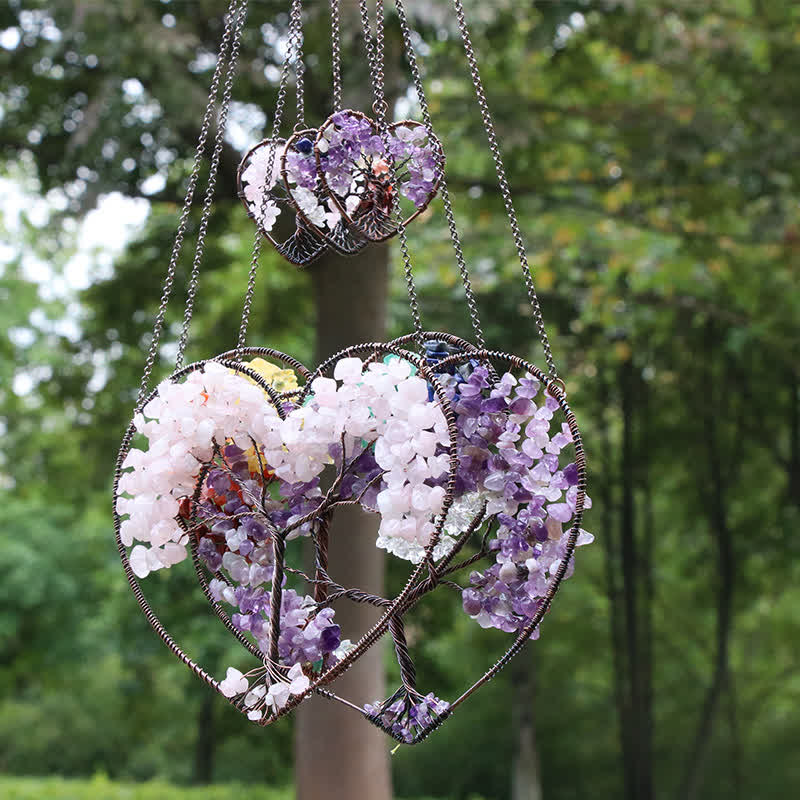 Olivenorma Heart Shape Chakra Tree Of Life Crystal Dream Catcher - image 18