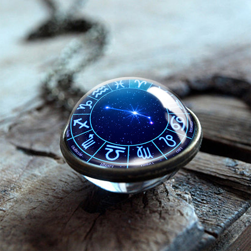Olivenorma Double-sided Glass Globe With 12 Stars Zodiac Necklace - Aries - image 2