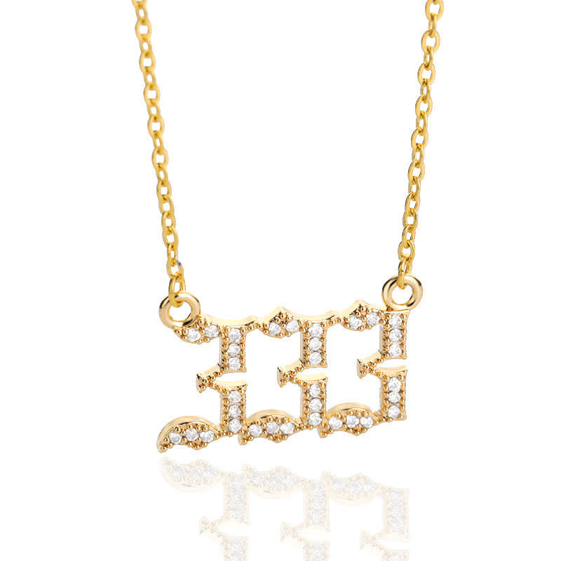 Olivenorma Zircon Angel Number Necklace - Gold - 333 - image 10