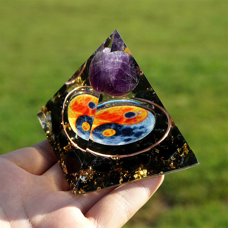 Olivenorma Amethyst Yin Yang Series Balance Orgone Pyramid - image 4