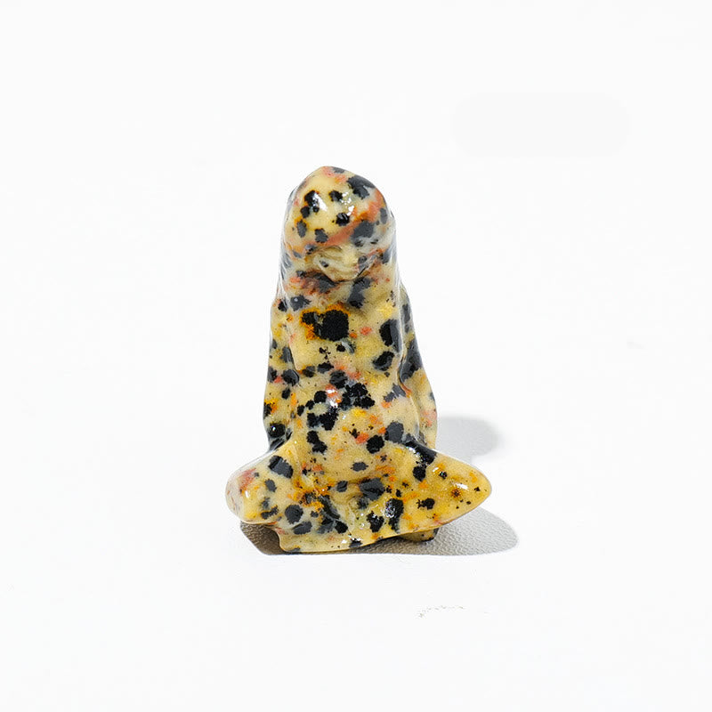 Olivenorma Natural Rough Stone Goddess Gaia Carving Gemstone Decoration - Dalmatian Jasper - image 2