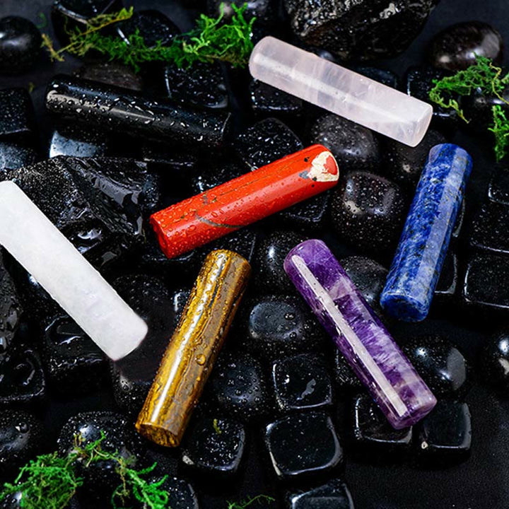 Olivenorma Natural Chakra Crystal Cylinder Ornament Gemstone Decoration - image 13