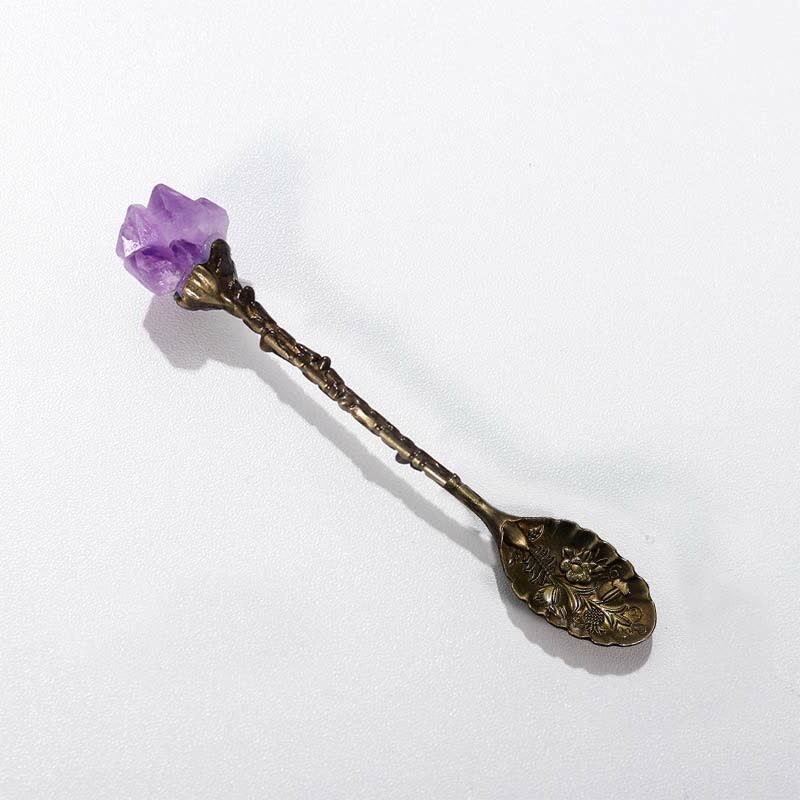 Olivenorma With Crystal Witches Herb Spoon Decoration - Amethyst#Brass - image 16