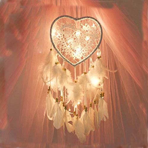 Olivenorma Braided Heart Shape White Feather Dream Catcher - image 2