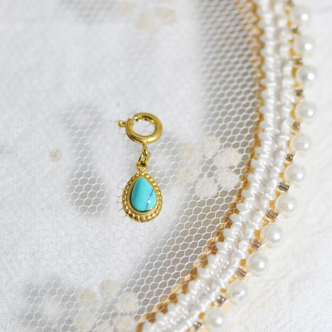 Olivenorma Geometric Round Or Water Drop Crystal Gold Pendant Necklace - Turquoise - Necklace #5 - image 34