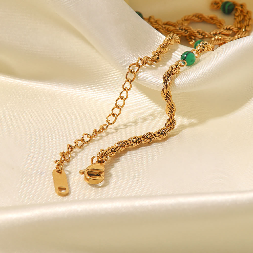 Olivenorma Natural Malachite Beaded Clavicle Twist Necklace - image 5