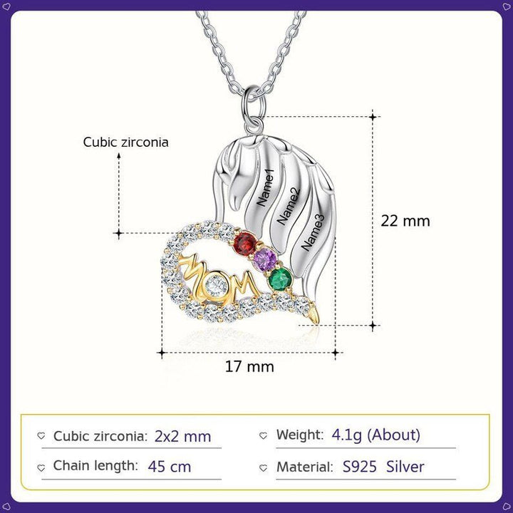 Olivenorma Mothers Birthstones Half Diamond Heart Necklace - image 9
