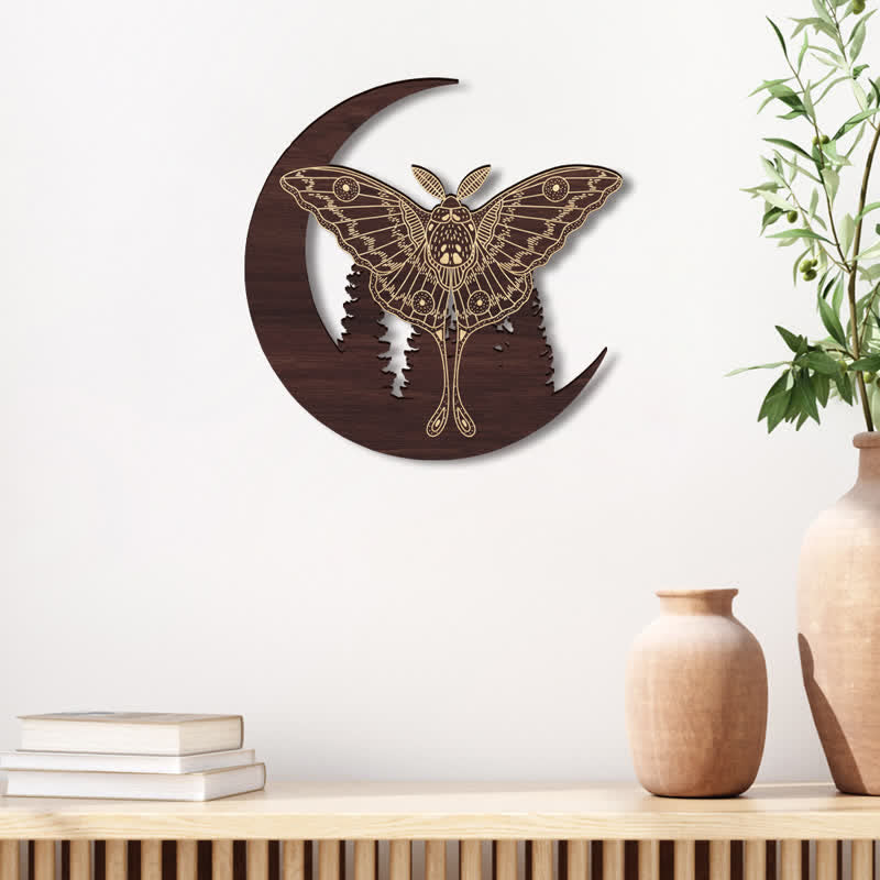 Olivenorma Crescent Moon Moth Wooden Wall Decor - image 9