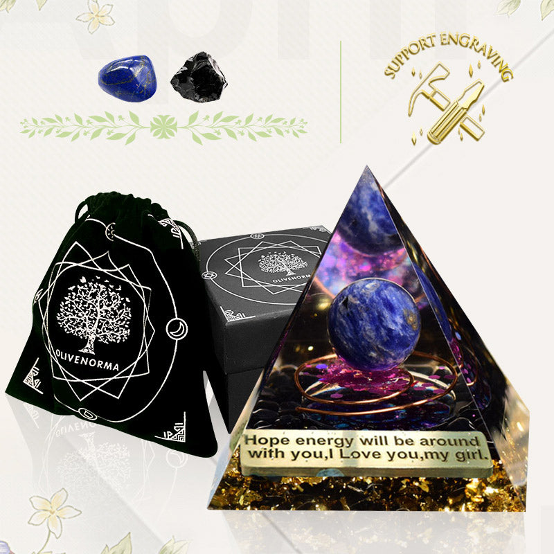 Olivenorma Lapis Lazuli Obsidian Orgone Pyramid - image 2