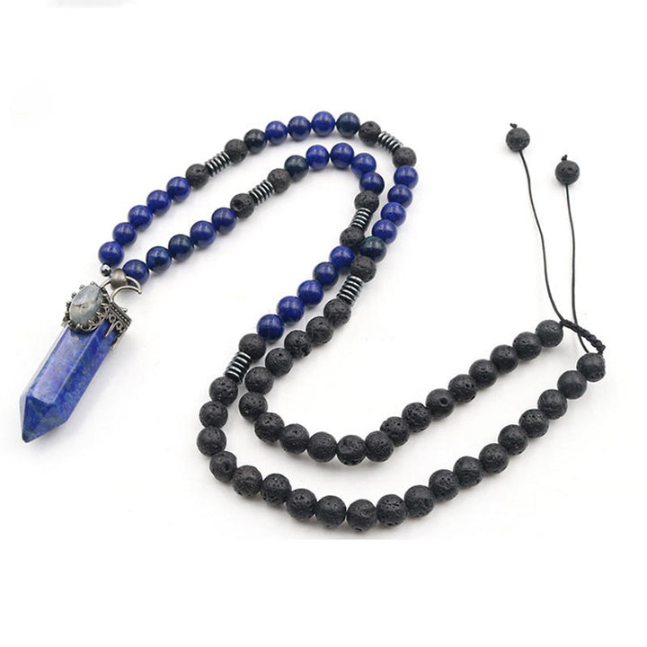 Olivenorma Natural Crystal Hexagon Prism Pendant Mala Necklace - Lapis Lazuli - image 11