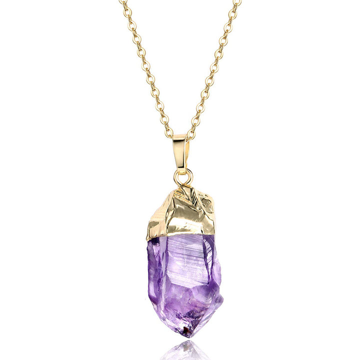 Olivenorma Amethyst Crystal Healing Necklace - Gold#1 - image 3