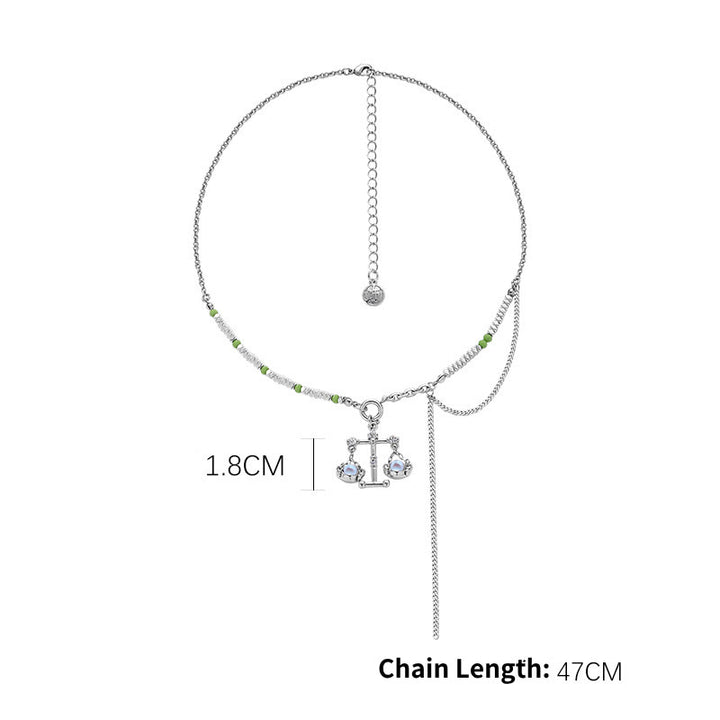 Olivenorma Moonstone Zodiac Pendant Alloy Necklace - Libra - image 5
