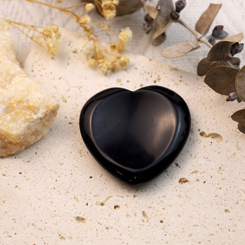 Olivenorma Black Obsidian Protection Heart Worry Stone - Obsidian - image 0