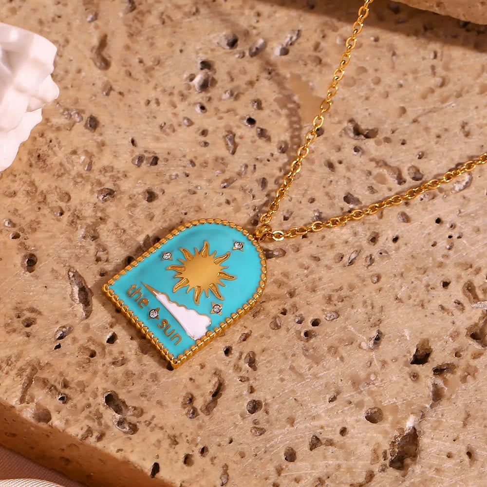 Olivenorma Blue Evil Eye Galaxy Sun Tarot Necklace - Sun - image 1