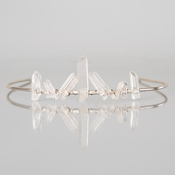 Olivenorma Clear Crystal Minimal Fairy Crystal Crown - Silver Base - image 9
