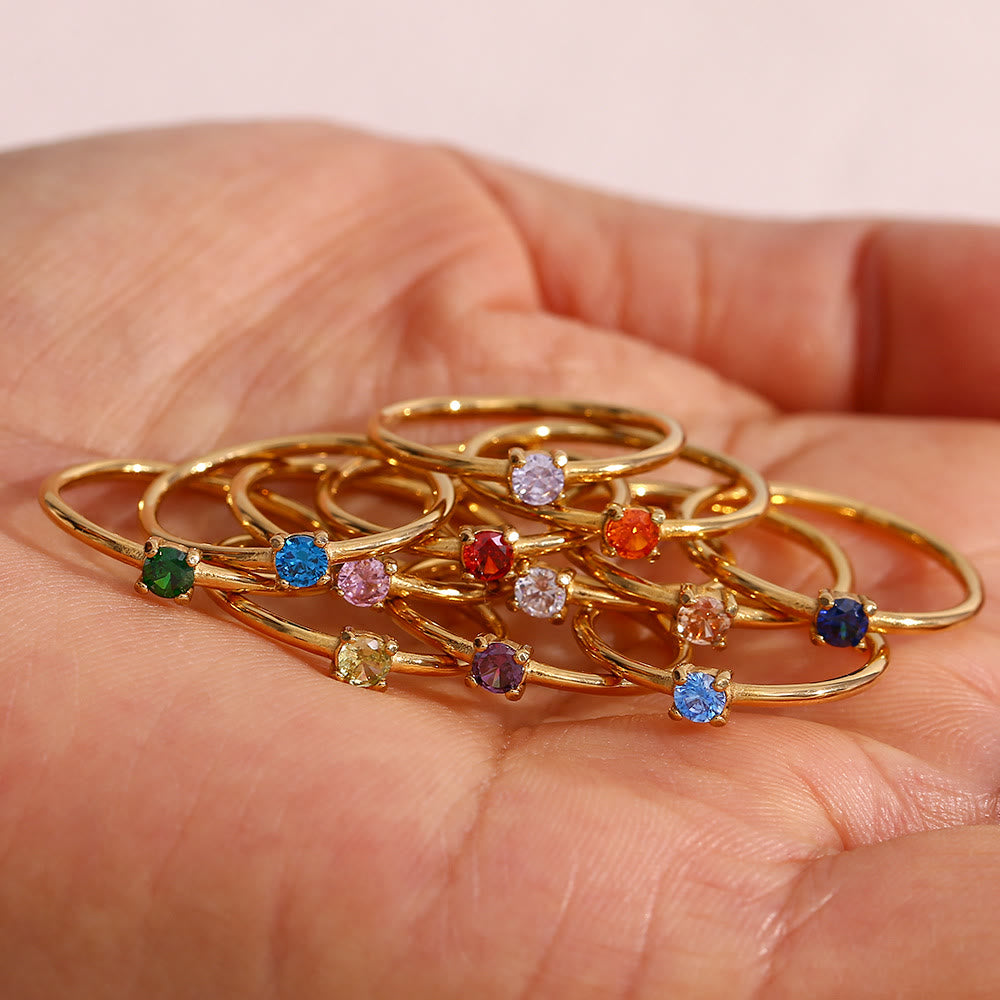 Olivenorma Simple Birthstone Stainless Steel Plated 18k Ring - image 40