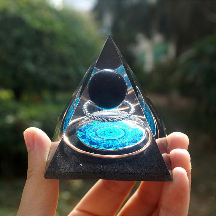 Olivenorma Obsidian Crystal Sphere With Copper Circle Orgone Pyramid - 10*10cm - YES PLEASE $8 - image 0
