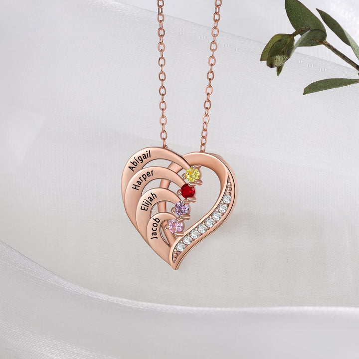 Olivenorma Personalized Birthstones Engraved Heart Necklace - image 10
