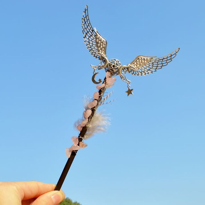 Olivenorma Natural Fairy Moon With Feather Crystal Wands - Rose Quartz - image 14