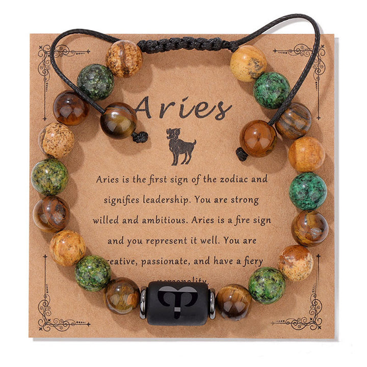 Olivenorma Natural Stone Zodiac Handwoven Bracelet - Aries - image 2