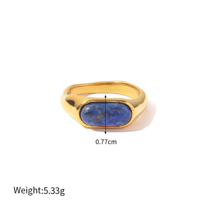 Olivenorma Court Vintage Titanium Steel Lapis Lazuli Ring Set - 8 - Lapis Lazuli#8 - image 8