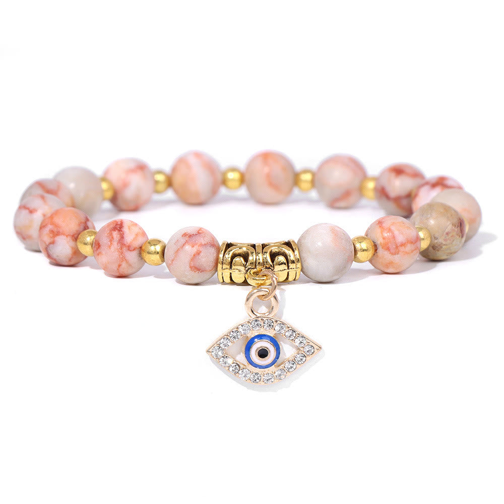 Olivenorma Natural Stone Beaded Evil Eye Pendant Bracelet - Rhodochrosite - image 38
