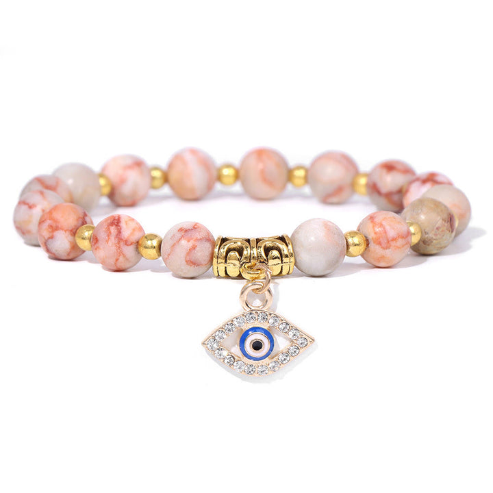 Olivenorma Natural Stone Beaded Evil Eye Pendant Bracelet - Rhodochrosite - image 38