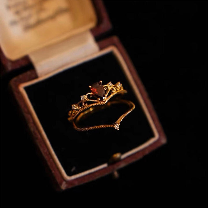 Olivenorma Red Garnet Crown Stackable Adjustable Ring Set - image 10