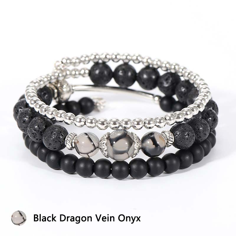 Natural Crystal Protection Stone Bracelet - Dragon Vein Onyx - image 6