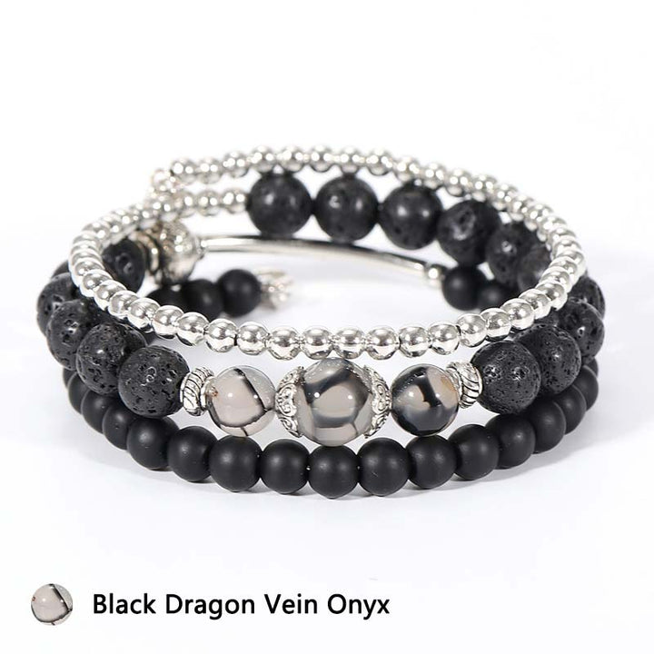Natural Crystal Protection Stone Bracelet - Dragon Vein Onyx - image 6