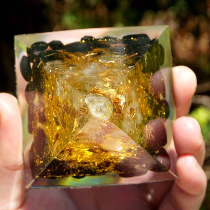 Olivenorma Golden Clarity-Citrine & Obsidian Tree of Life Pyramid - image 7