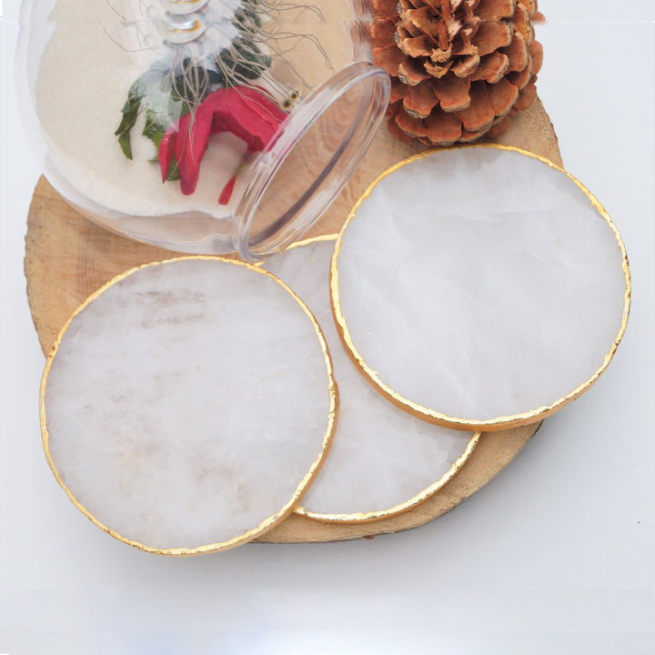 Olivenorma Clear Crystal Round Coaster Gemstone Decoration - 8-10cm - image 0